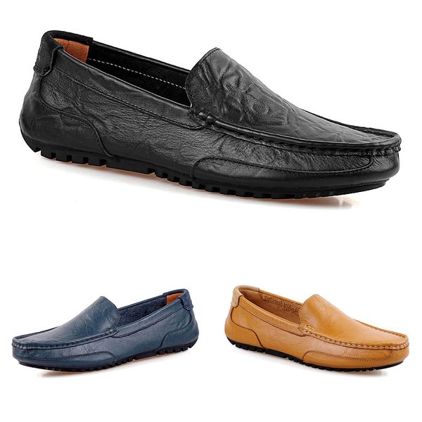 

non-brand men peas shoes leather casual fashion breathable blue black brown lazy overshoes mens shoes 38-44