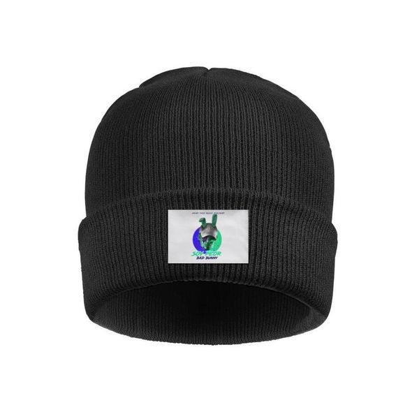 

fashion bad bunny winter warm watch beanie hat roll hats logo art, Blue;gray