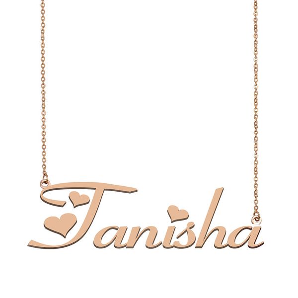 

tanisha name necklace custom nameplate pendant for women girls birthday gift kids friends jewelry 18k gold plated stainless steel, Silver