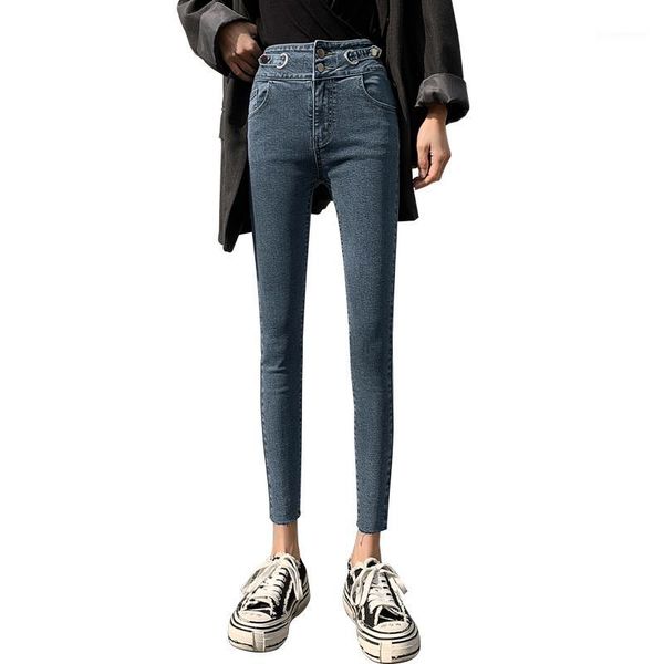 

women spring solid jean pants 2020 high waist slim ropa mujer jeans clothes fashion denim pencil pant new skinny trousers p93301, Blue