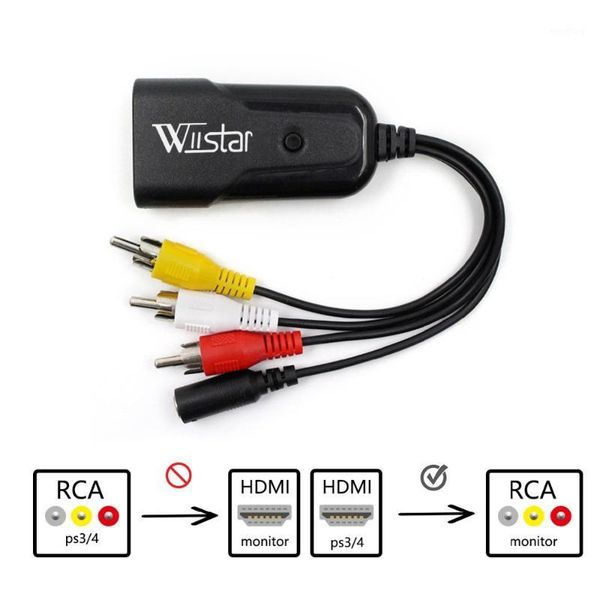 

wiistar to rca av cvbs component converter scaler 1080p adapter cable box for monito l/r video 2av hd support ntsc pal1