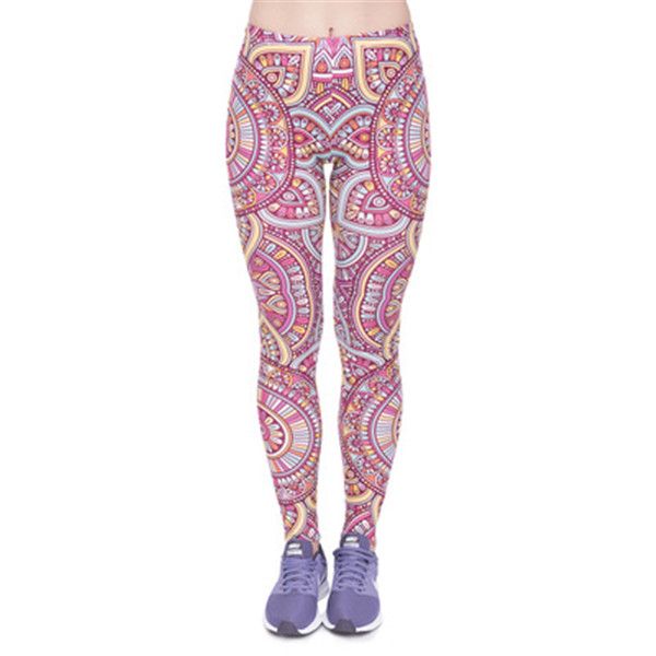 

2020 new mandala series yoga pants casual lady pant digital printed cropped pants milk silk leggings, White;red