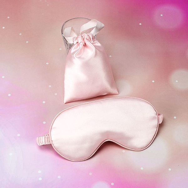 

elastic womens imitation silk travel sleep eye mask padded blindfold with bag