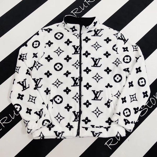 

20fw new arrival mens designer jacket bomber plush sweater zipper coat streetwear winter clothes quality, Black;brown