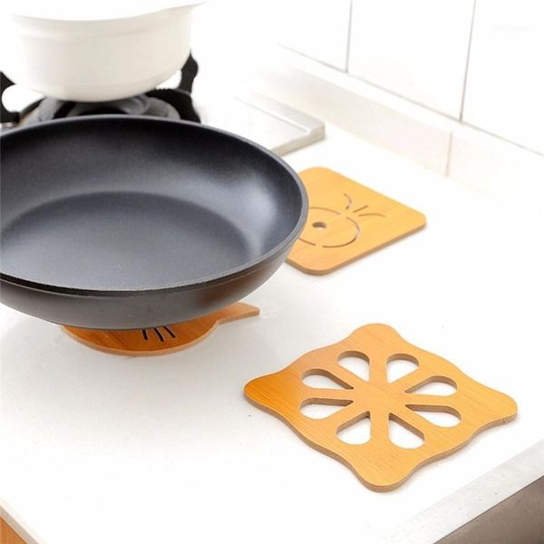 

mats & pads 4pcs kitchen creative bamboo wood insulation anti-scalding anti-skid mat1
