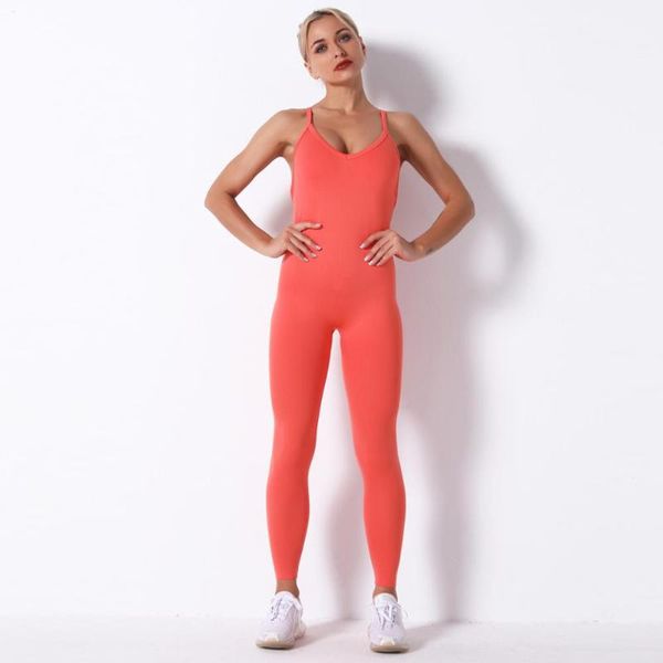 

yoga outfits women backless fitness set workout jumpsuit running traning seamless clothing sportswear, White;red