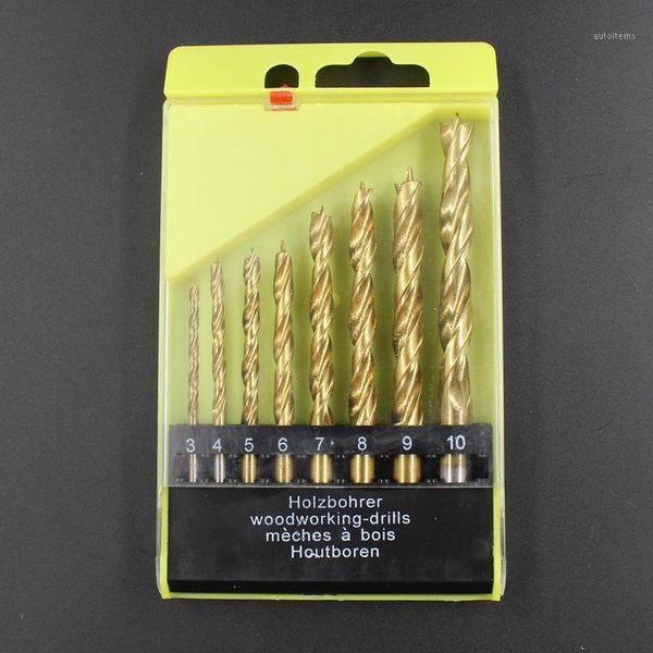 

titanium woodworking three-tipped drilling bit set wood material wood drilling tool clear edge carpentry drill 8 pieces 3-10 mm1