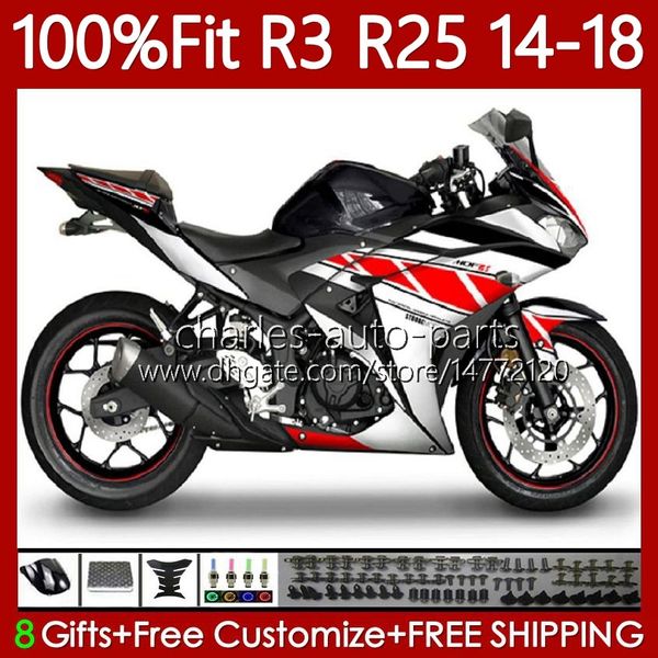 Kit de fadas de injeção para yamaha yzfr3 yzf-r25 yzfr25 2014-2018 102no.27 yzf r3 r25 yzf-r3 2014 2015 2016 2017 2018 bodywork yzf r 3 25 15 15 17 18 18 18 OEM Body Silvery Silvery Silvery