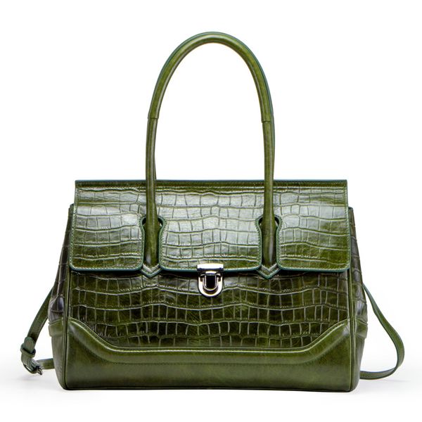 Borsa da donna in pelle moda Vintage Alligator Handbag borsa a spalla da mamma di grande capacità