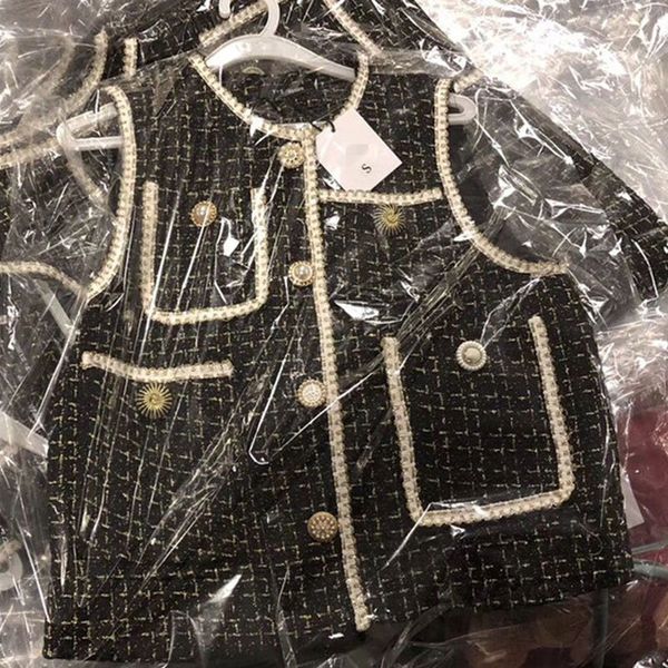 

2021 new autumn stylist tweed fashionable woman's clothing vintage clothes 7mai, Black;white