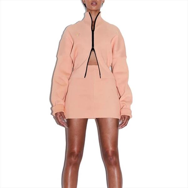 

kgfigu women sets 2020 winter batwing sleeve oversize and skirts casual pink rib tracksuits new design knit dress, Gray