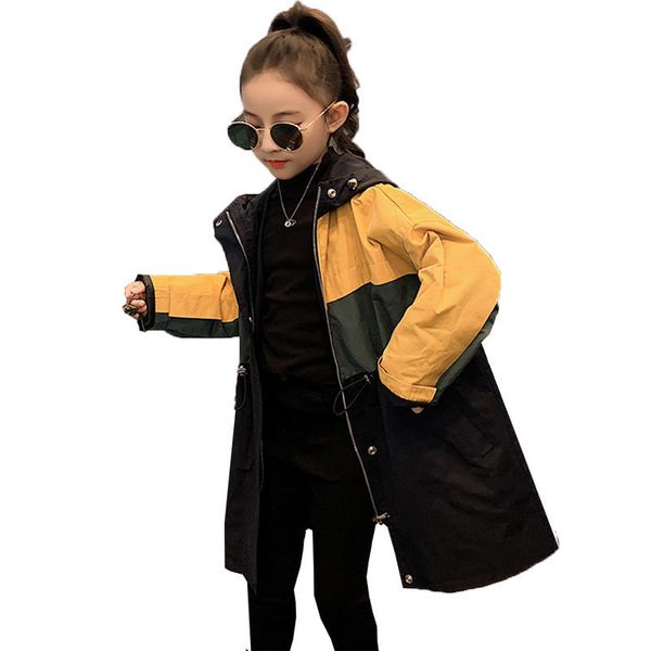 2020 giacca a vento per bambini vintage per ragazze adolescenti giacche con cappuccio bambini fantasia autunno inverno vestiti per adolescenti ragazza trench LJ201125