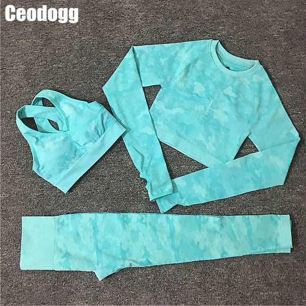 

2pcs/set camouflage yoga set women seamless fitness yoga bra sports bra high waist gym camo leggings pants fitness suits workout, White;red