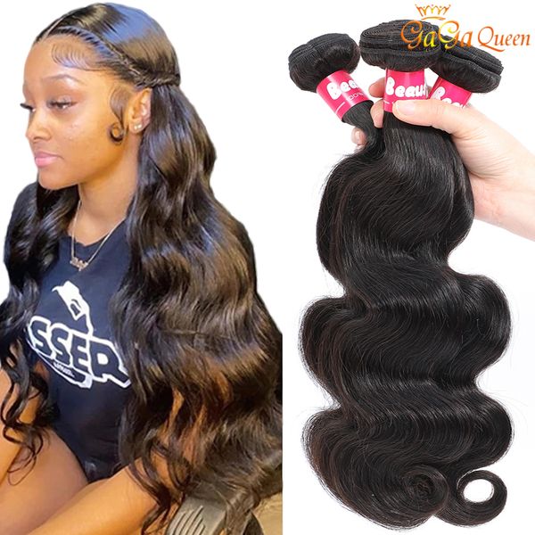 

4 bundles brazilian body wave hair unprocessed raw virgin brazilian human hair extensions for women, Black