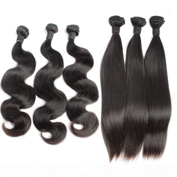 

8a body wave hair bundles brazilian virgin remy human hair weaves unprocessed straight hair extensions weft amazing yourself bellahair, Black