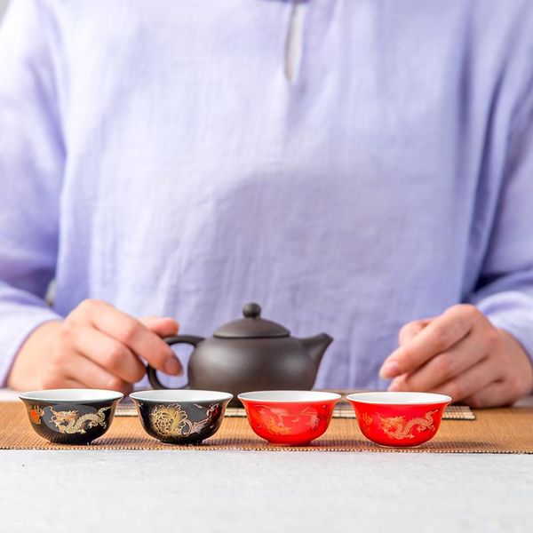 

22ml керамических чайных фарфор чайная черного красного украшение свадебного пир подарки для гостей китайского чая набор керамического craft