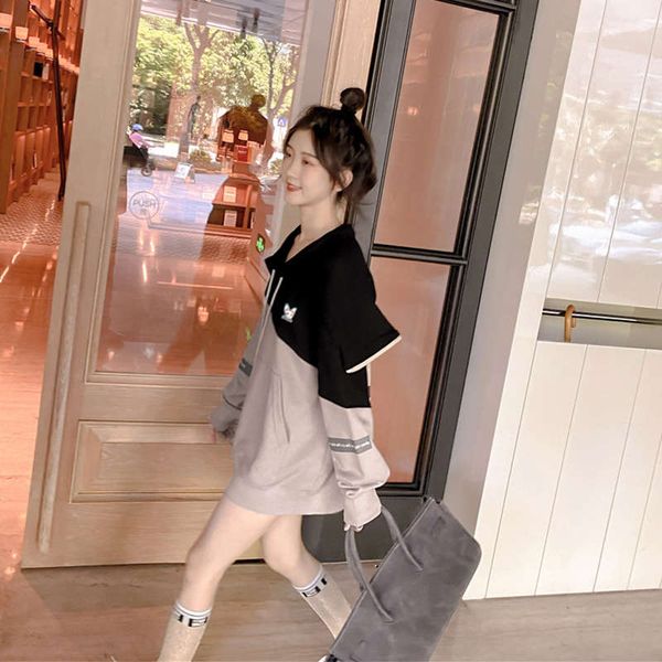 

gujiamei foreign style short hooded sweater new autumn 2020 long sleeve women's loose korean ins trend, Black