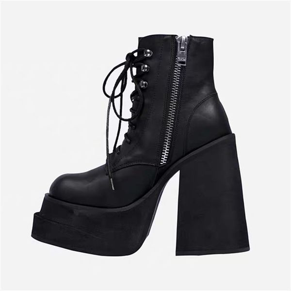 

готические женщины платформа boots узелок высокий каблук sqaure ботильоны black combat обувь супер высокий каблук punk ботильоны женский обу