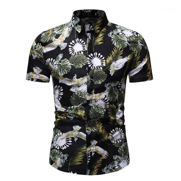 

2020 new summer hawaiian print shirt short sleeve men fashion casual male bohemian african seaside holiday printed shirts1, White;black