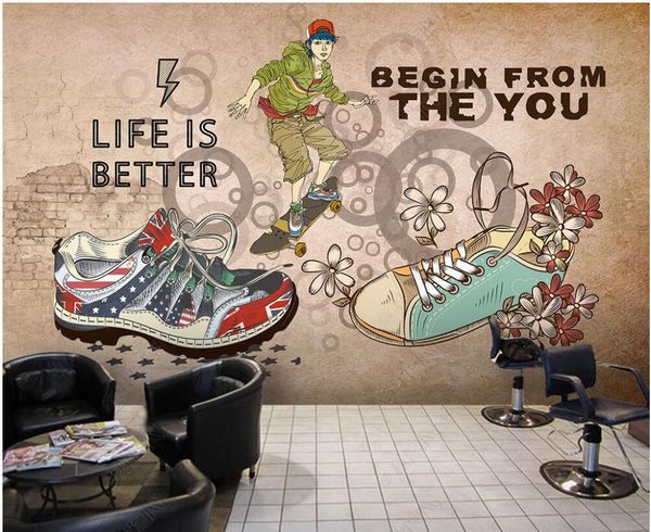 

custom p mural 3d wallpaper trend shoes skateboard doodle home decor living room 3d wall murals wallpaper for walls 3 d