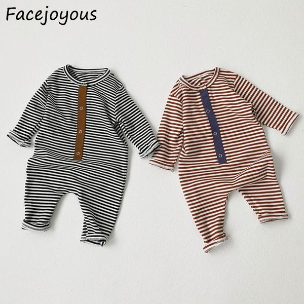 

0-24m infant newborn baby girl boy rompers soft striped long sleeve jumpsuit outfits 2020 autumn spring toddler baby costumes, Blue
