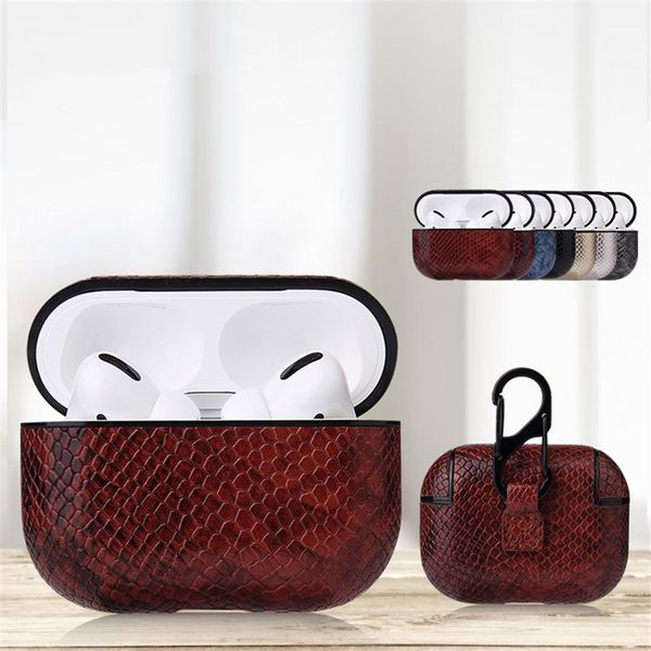 

snake skin bag case for apple airpods pro bluetooth wireless earphone leather case for airpods 1&2 funda charging box cases