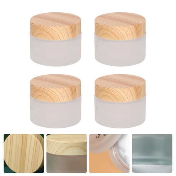

4pcs 30g glass cream jars refillable makeup empty sample jars storage bottles