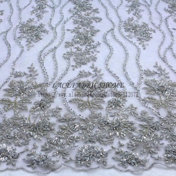 

ribbon la belleza silver/dark pink /red/nude/blue/gray handmade heavy beaded lace fabric 47'' widht 1 yard, Pink;blue