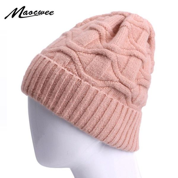 

warm caps winter hat for women and men cotton warm fashion knitted solid color beanies hats soft baggy crochet bonnet cap