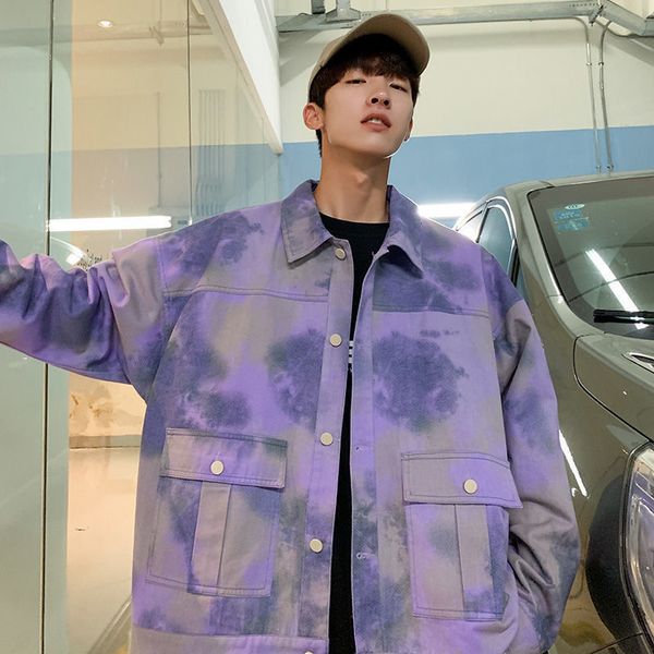 

privathinker tie dye men's jackets autumn korean men oversized coats streetwear man casual jacket 201105, Black;brown