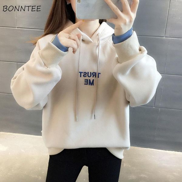 

with hat hoodies women drawstrings hooded casual daily outwear womens korean style students inside thickening keep warm stylish1, Black