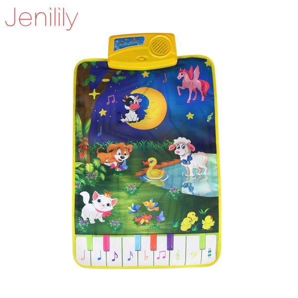 Tappeto per bambini Baby Touch Play Gioco Tappetino in via di sviluppo Giocattolo musicale Canto Musica Luna e animali Puzzle Giocattoli 37.5x62cm LJ201114