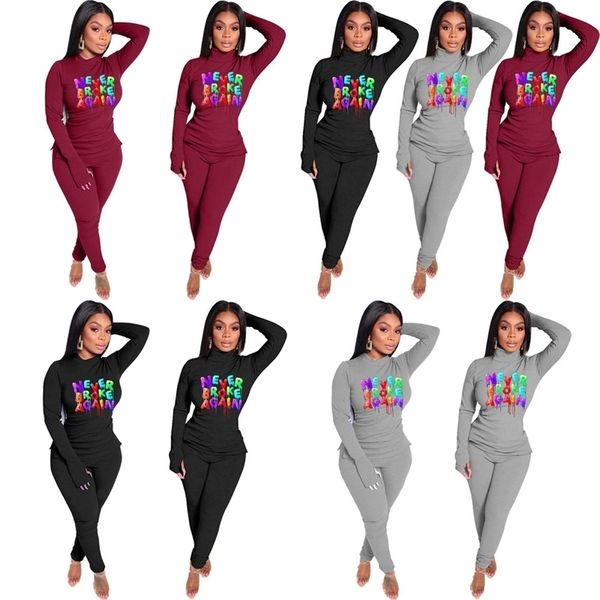 

women tracksuit designer t-shirt legging pants outfits never broken again letters trouser suit two piece clothing sets g11404, White