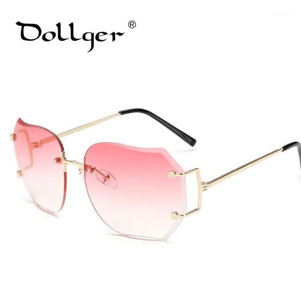 

wholesale-dollger big frame clear lens gradient rimless sunglasses women men brand crystal cutting sunglasses vintage gafas s12401, White;black