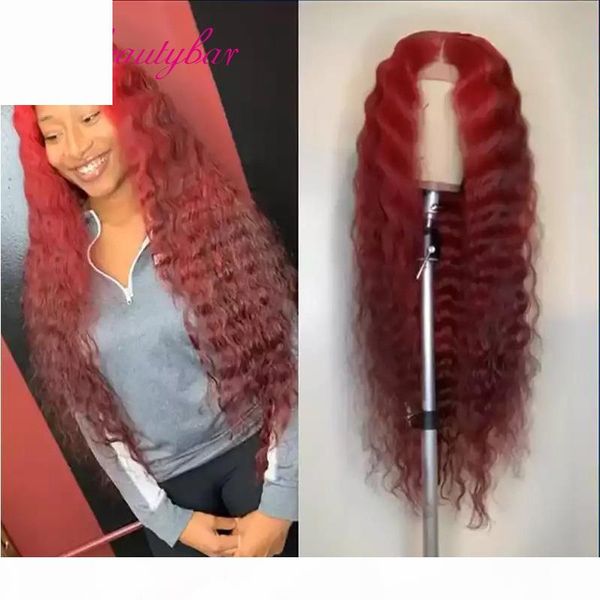 

dark red color curly wigs red highlight lace wigs brazilian 13x6x1 lace front human hair 99j colored ombre for women, Black;brown