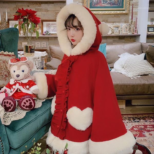 

bobon21 high low hooded cloak fashion women hooded capes autumn winter red black cape coat trench coat c17111, Tan;black