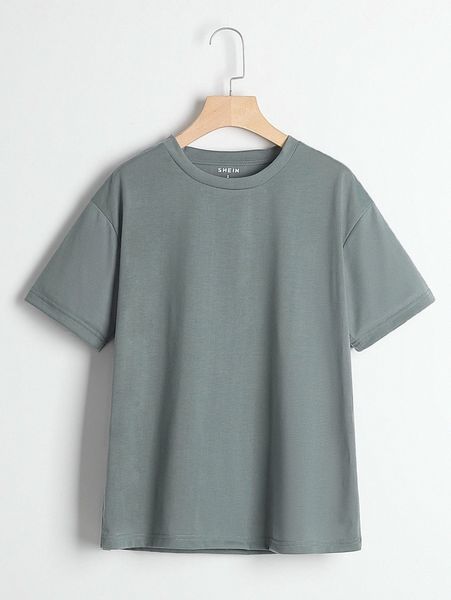 

solid round neck tee p4eg#, White