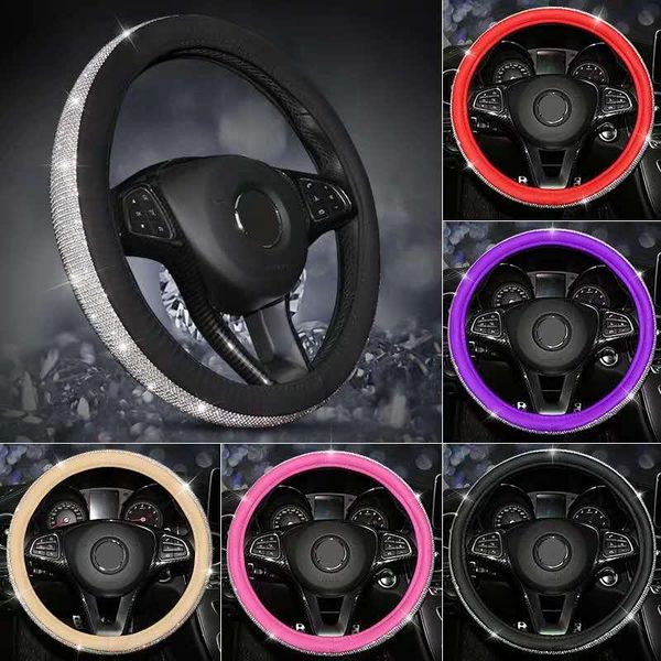 

four seasons universal fashion diamond non-slip ladies cute car steering wheel cover case