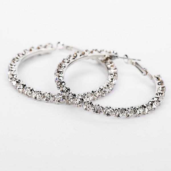 

circle with rhinestone big hoop gold simple color loop earrings for women rings south korea jewelry earring lovers, Golden;silver