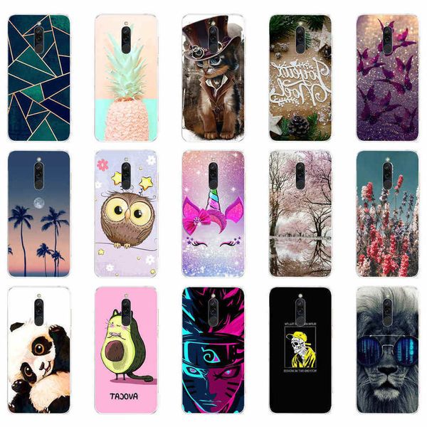 

soft xiaomi silicone tpu back cover for redmi 8 case phone shell bumper flower animal cat