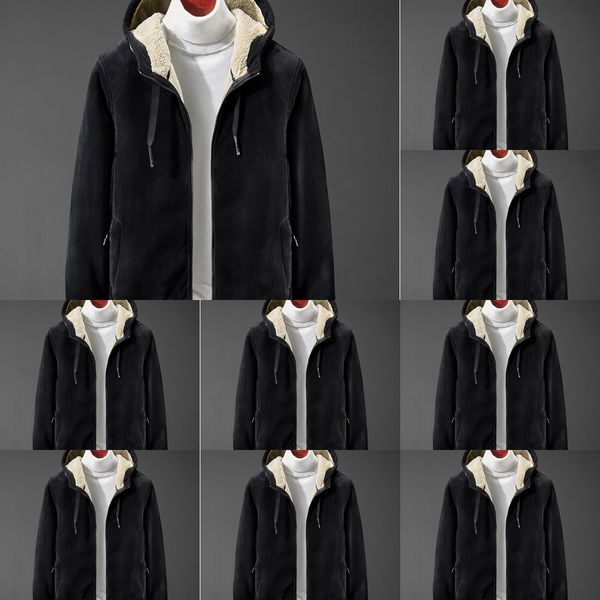 

men in cotton padded men's winter coat 2019 cashmere cardigan hooded youth fattening coat hm40n, Black