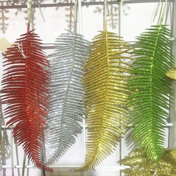 Блеск украшения папоротника лист сосны рождественские DIY цветок источник материал 201201