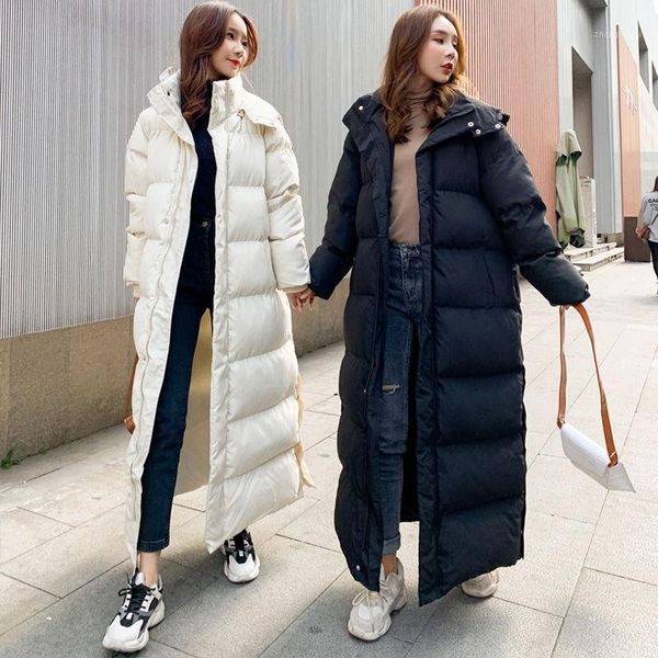 

down and cotton padded jacket version of east gate super long cotton padded clothes for women1, Black
