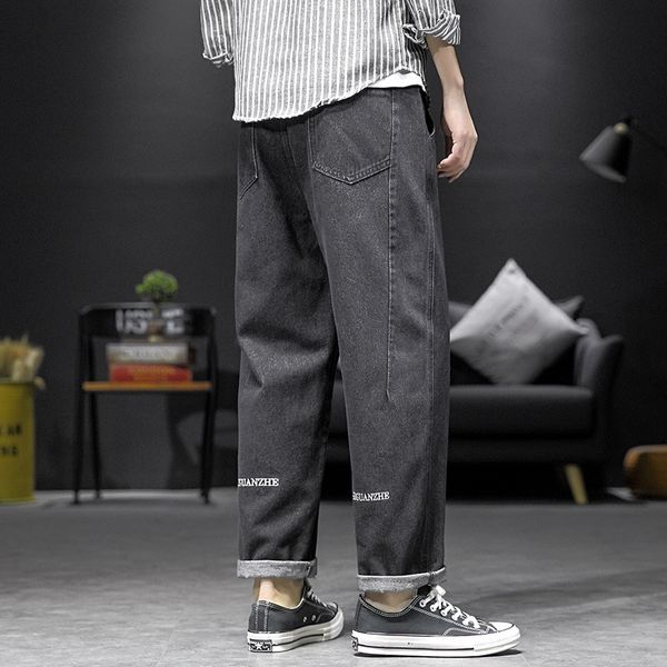 

6djji весна талии новый большой случайный capris мужской середине вышивка embroideryloose прямые случайные весна 2020 новых больших 2020 брю, Blue