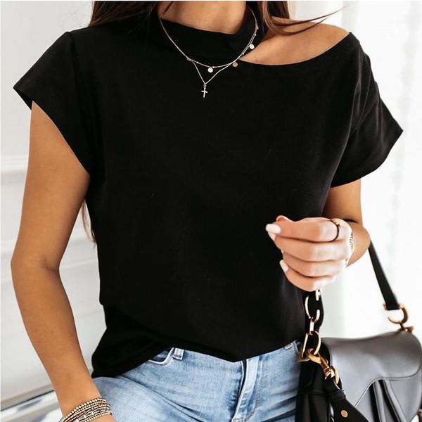 

off shoulder solid color blouse women shirts summer short sleeve casual loose halter backless ladies blouses1, White
