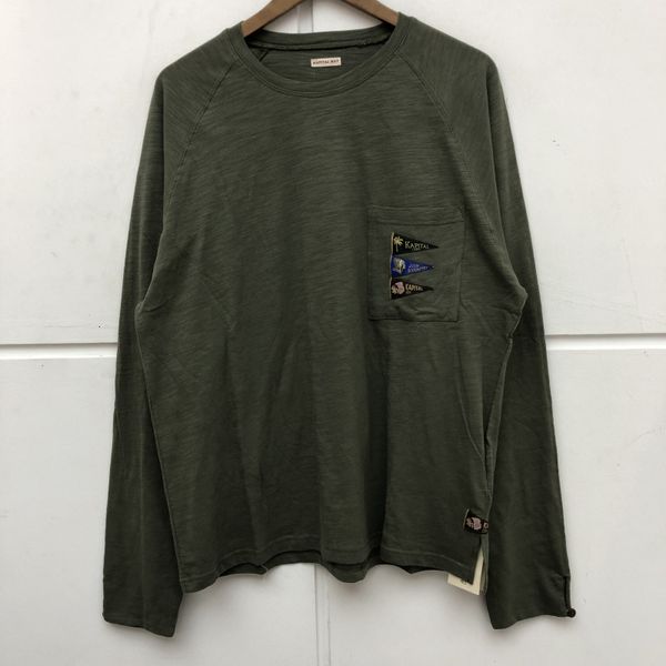 

2021 new long sleeve t-shirt men women version loose tee slub cotton kapital t shirt 4eav, White;black