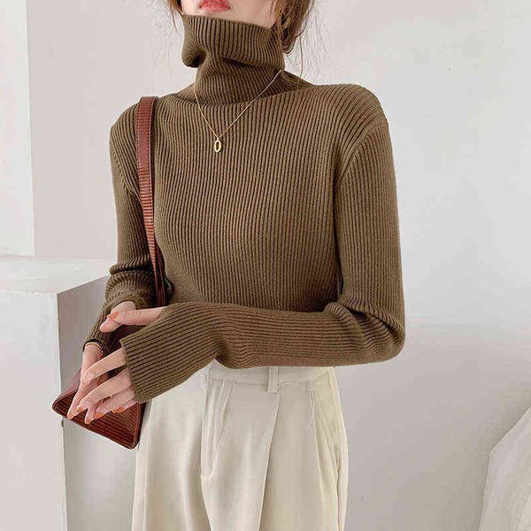 

casual dresses 2022 autumn winter korean version pit strip pile neck thickened bottomed sweater women's fashion versatile top, Black;gray