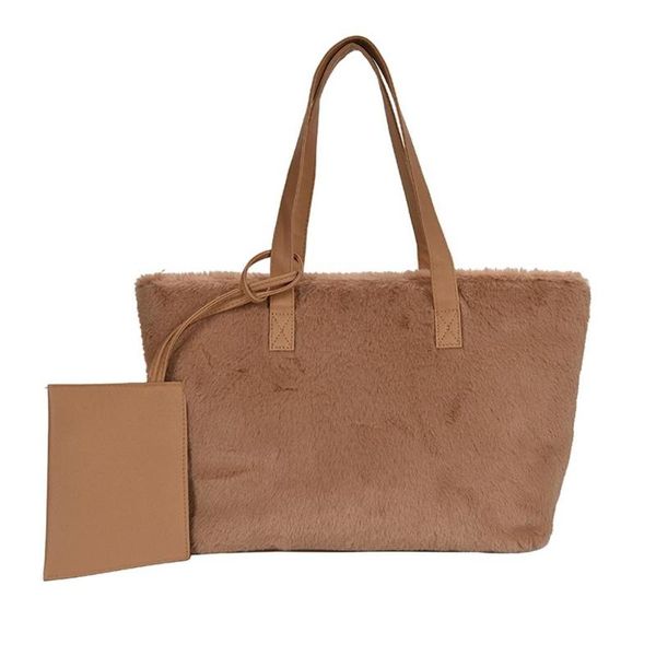 

fashion women's shoulder bag handbag outdoor solid color large capacity plush casual wild simple fashion h1