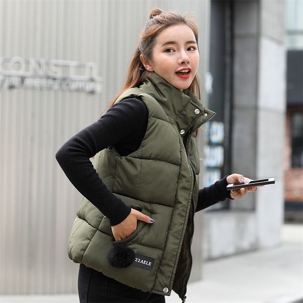 

autumn women vests new winter vest female slim sleeveless jacket women's windproof warm waistcoat casual parka mujer 201211, Black;white