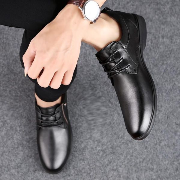 

oxford shoes for men genuine leather shoes men classic wedding dress business luxury formal elegant sapato masculino 4, Black
